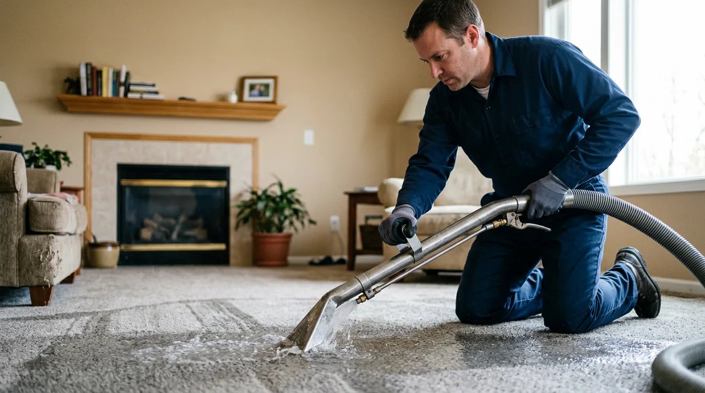Water damage restoration technician working near Rainier, WA